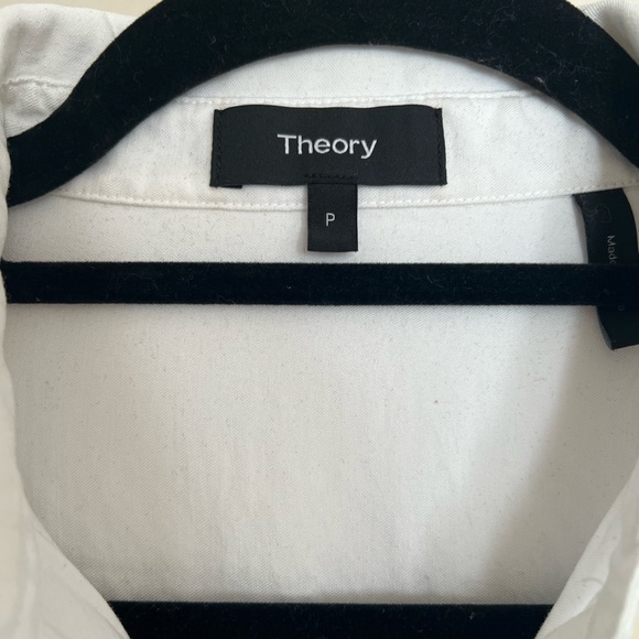 Theory white button down drawstring shirt - Picture 3 of 3